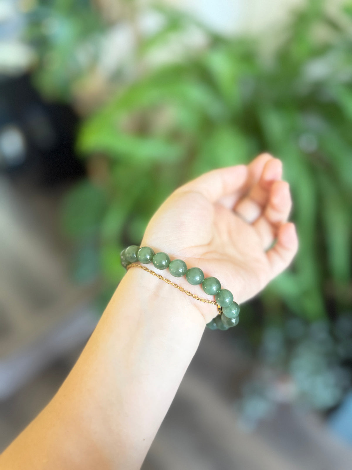 Natural Hetian Jade Beaded Bracelet, High Quality Nephrite (No Black Spots)