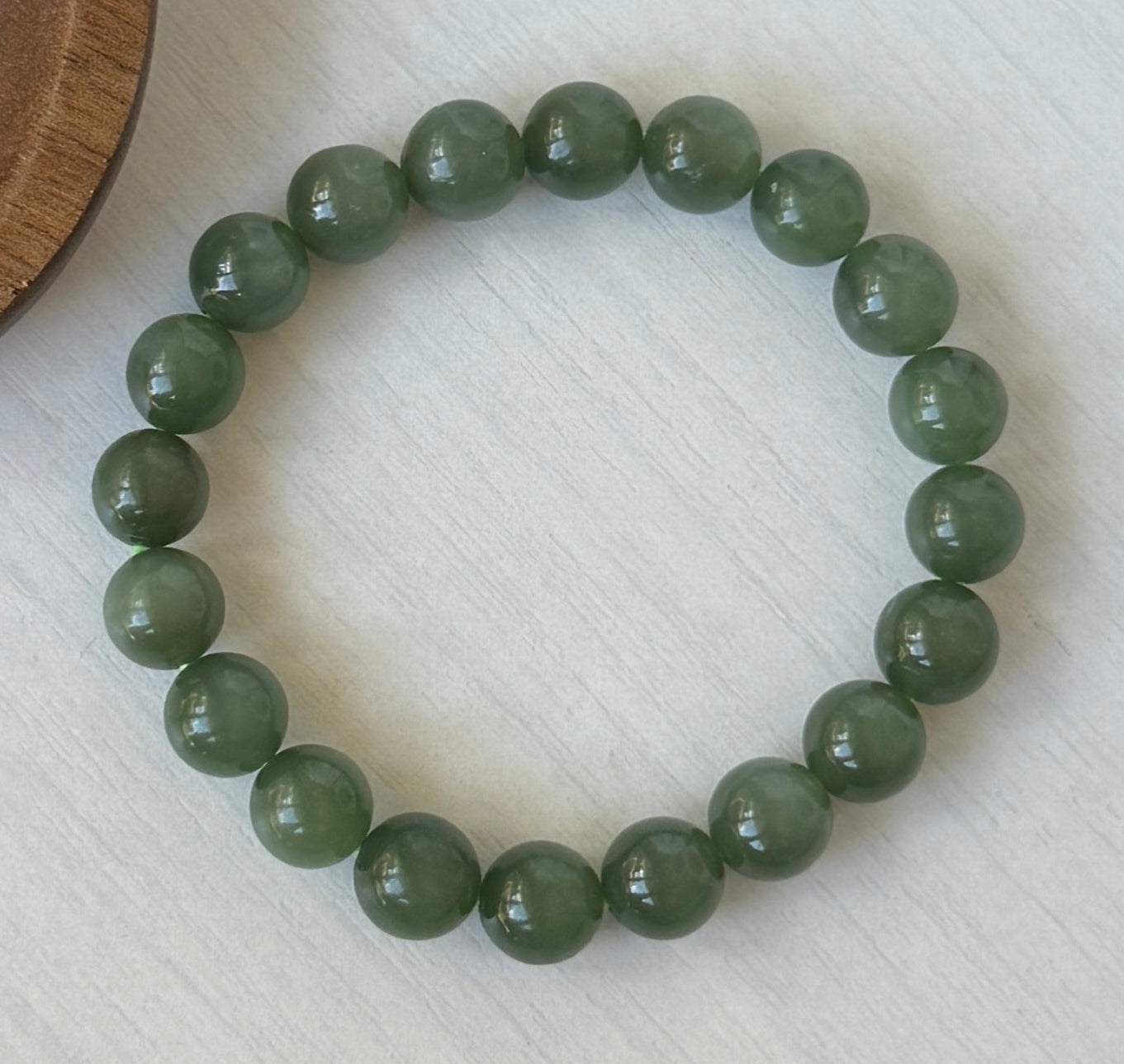 Natural Hetian Jade Beaded Bracelet, High Quality Nephrite (No Black Spots)