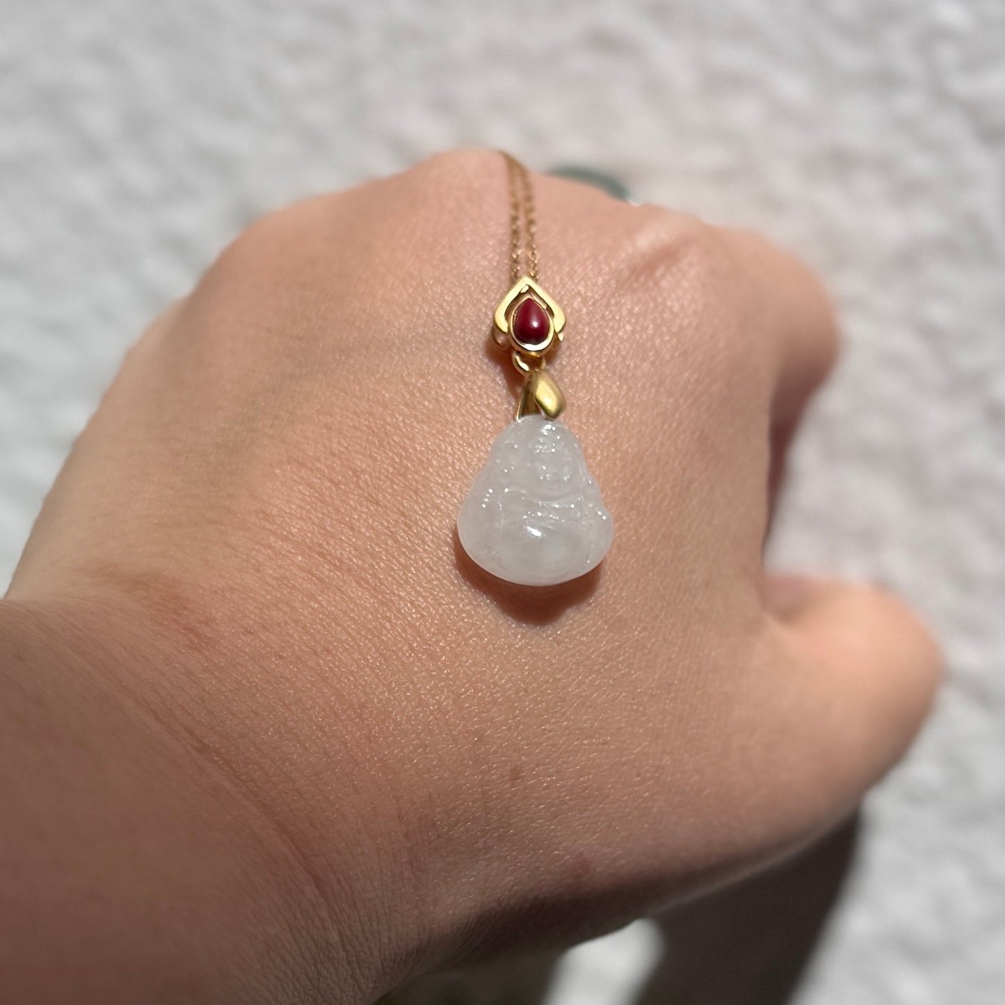 White Jade Buddha Pendant