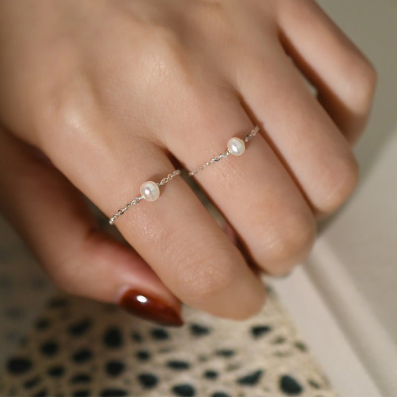 Dainty Freshwater Pearl Ring, Mini Pearl Stackable Ring Shanali Jewelry