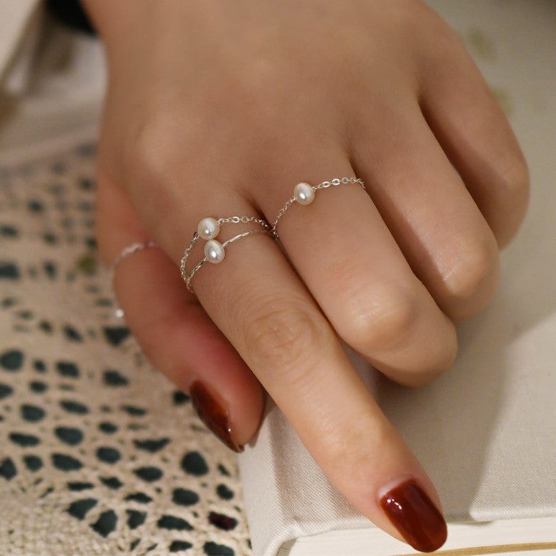 Dainty Freshwater Pearl Ring, Mini Pearl Stackable Ring Shanali Jewelry