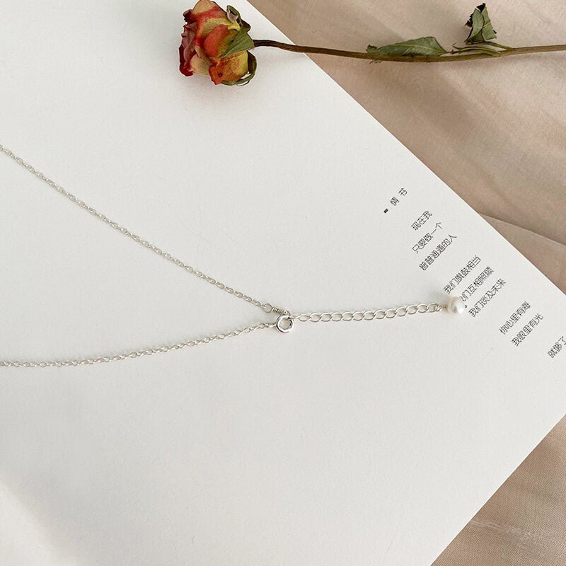 Pearl Row Necklace, 925 Sterling Silver Natural Freshwater Pearl Necklace, Dainty Pearl Necklace, Bridal Necklace, Bridesmaids Necklace