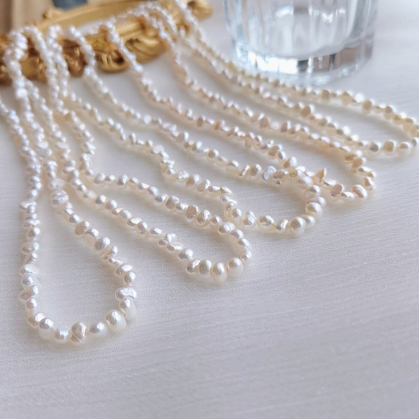 Fresh Water Pearl Necklace, Natural Baroque Pearl Choker Necklace, Small Nugget Pearls Beaded Necklace, Beaded Irregular Pearl Choker