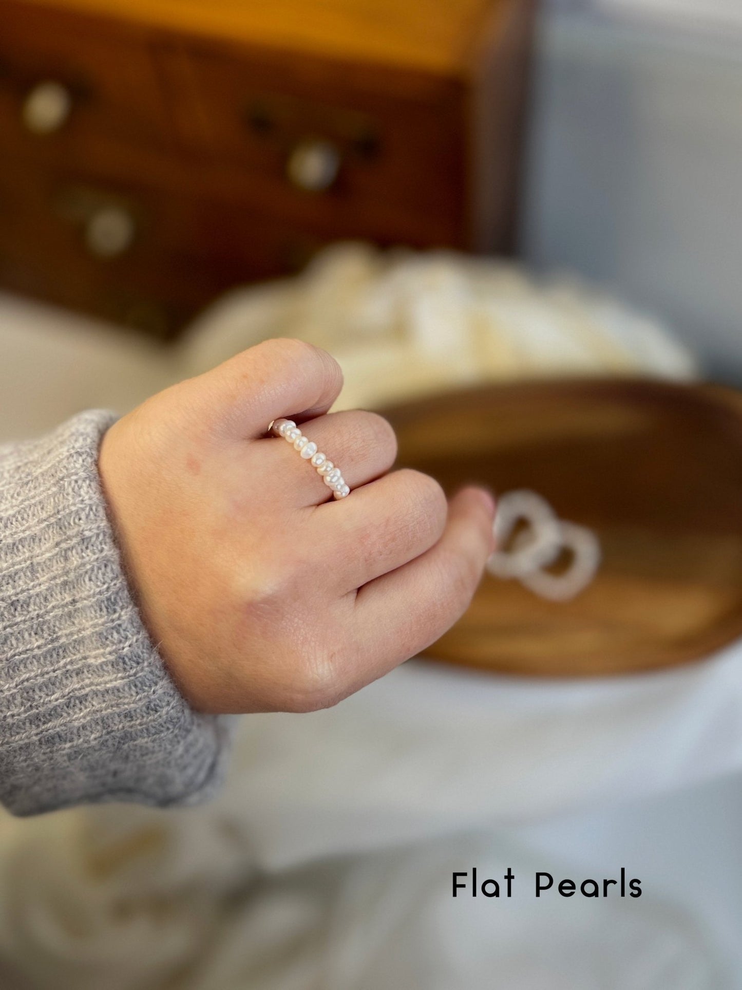 Mini Pearl Stretch Ring, Freshwater Pearl Ring, Boho Beaded Ring, Elastic Ring, Beaded Stretch Ring, Stackable Ring, Dainty Ring Gifts