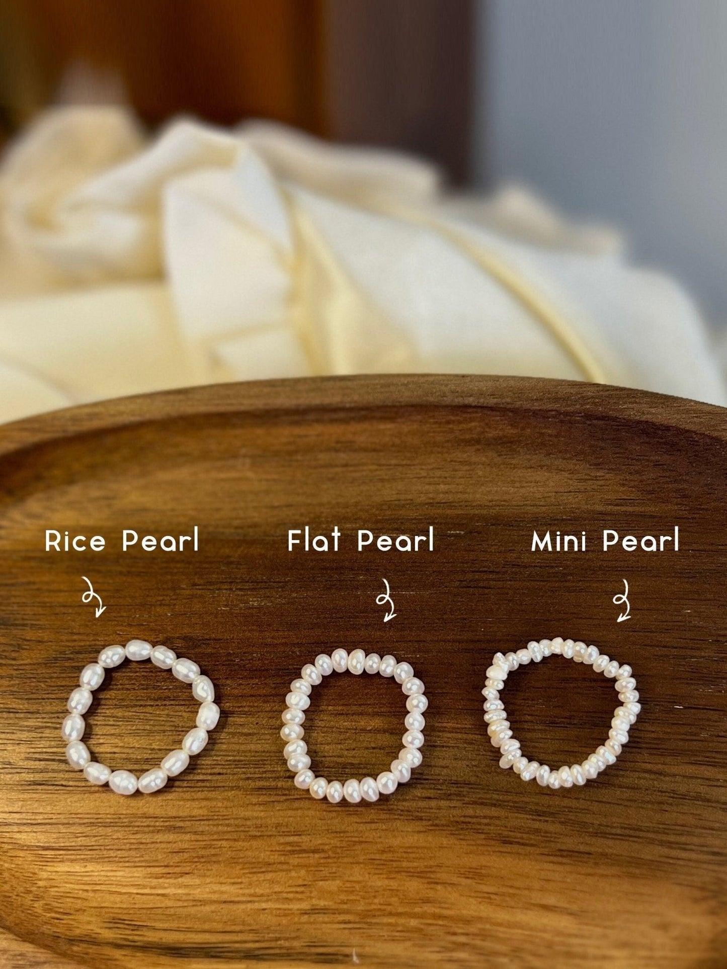 Mini Pearl Ring, Beaded Stretch Ring, Freshwater Pearl Ring, Boho Beaded Ring, Elastic Ring, Pearl Stretch Ring, Stackable Ring, Dainty Ring