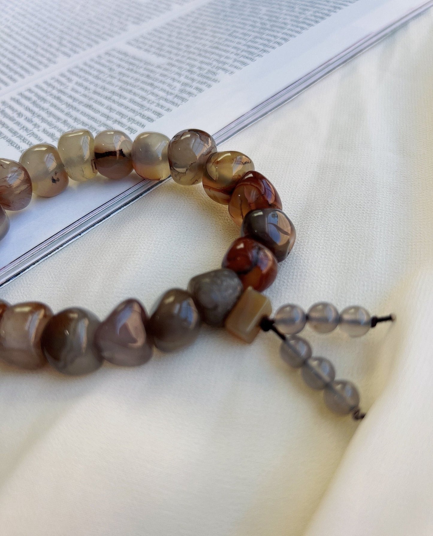 Sardonyx Agate Bracelet, Brown Crystal Bracelet with texture lines inside, Irregular Large Round Shape Beads, Bracelet for Mom and wife 缠丝玛瑙