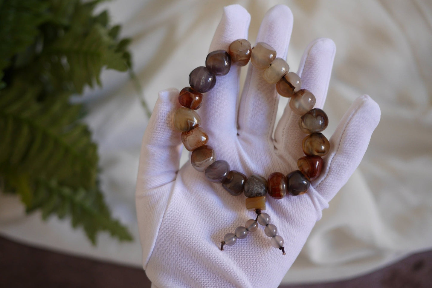 Sardonyx Agate Bracelet, Brown Crystal Bracelet with texture lines inside, Irregular Large Round Shape Beads, Bracelet for Mom and wife 缠丝玛瑙