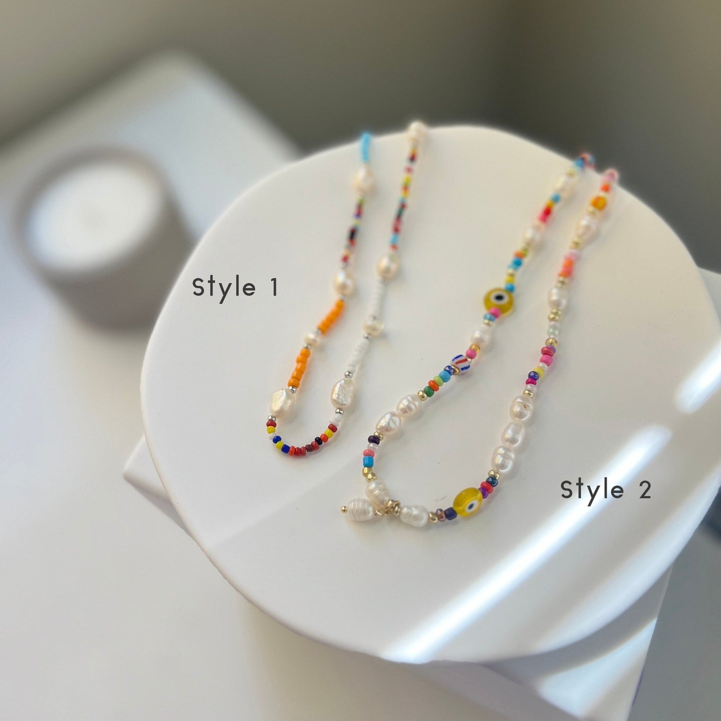 Natural Pearl Beaded Necklace, Colorful Necklace, Hippie Necklace, Pearl Rainbow Necklace, Freshwater Pearl Necklace, Summer Beaded Necklace