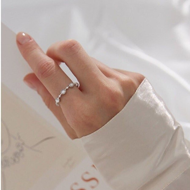 Cats Eye Stone Ring, Moonstone Ring, Gold Plated S925 Sterling Silver, Adjustable MultiStone Ring, Vintage Ring, Dainty Birthstone Ring
