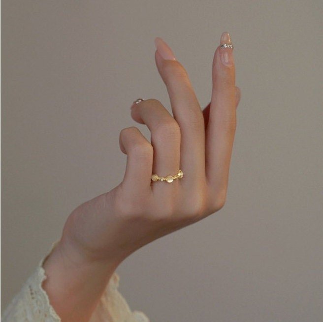 Cats Eye Stone Ring, Moonstone Ring, Gold Plated S925 Sterling Silver, Adjustable MultiStone Ring, Vintage Ring, Dainty Birthstone Ring
