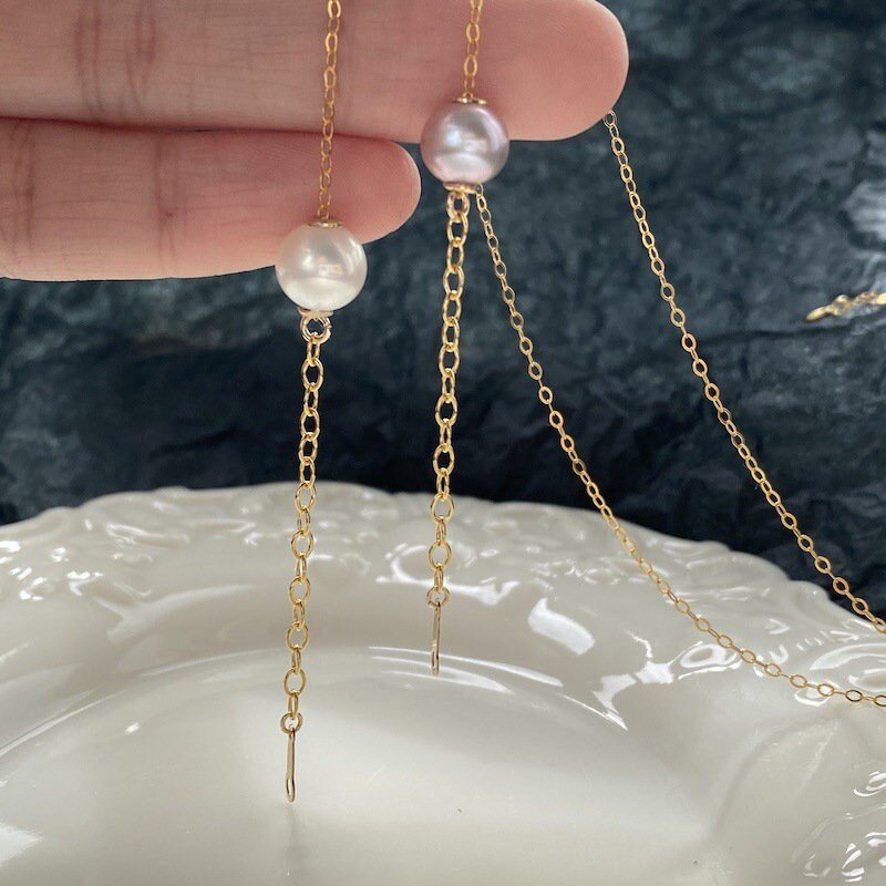 8mm Natural Pearl Necklace, Freshwater Pearl Necklaces, Dainty Pearl Necklace, Gold Pearl Necklace, Floating Pearl Necklace, Bridesmaid Gift