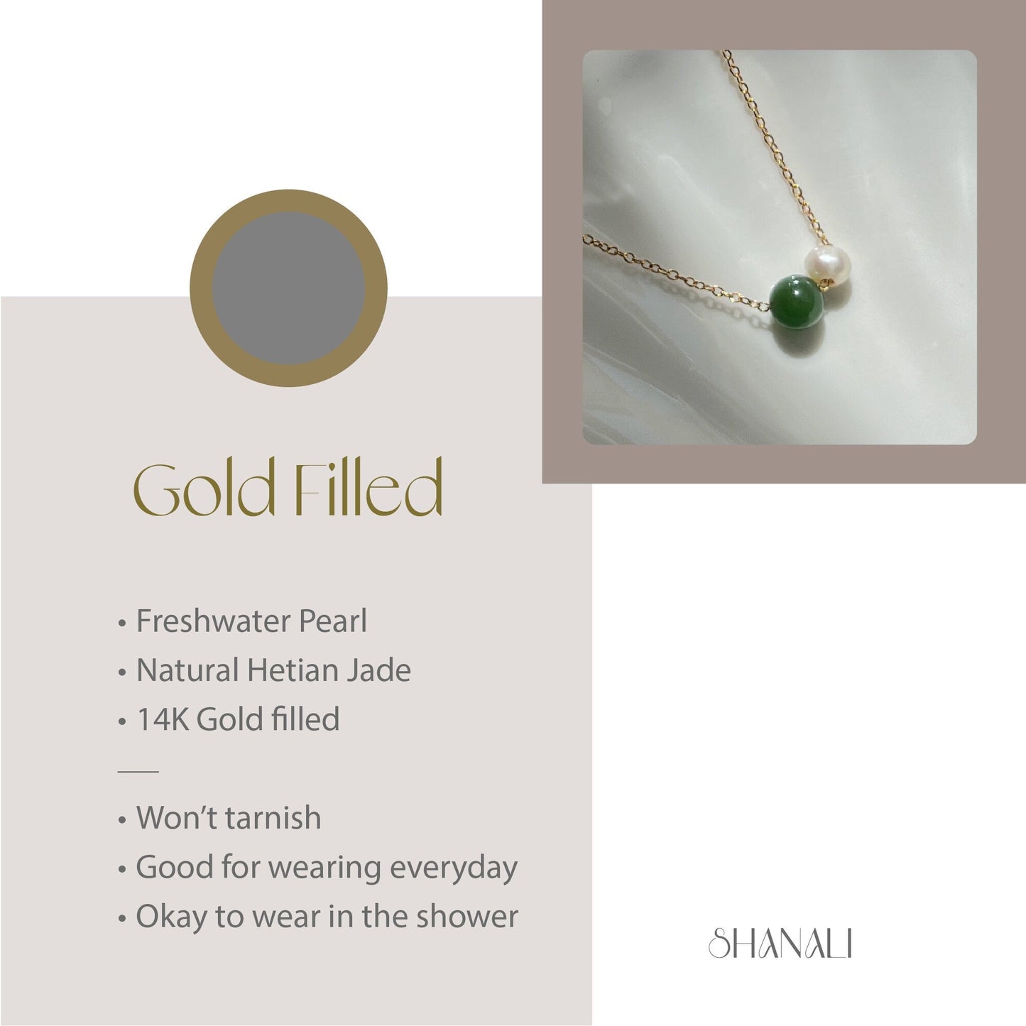 Natural Jade Necklace, Dainty Jade Necklace, Jade Pearl Necklace, Very Tiny Jade Necklace, Dainty Chain Necklace, Gold Filled Pearl Necklace