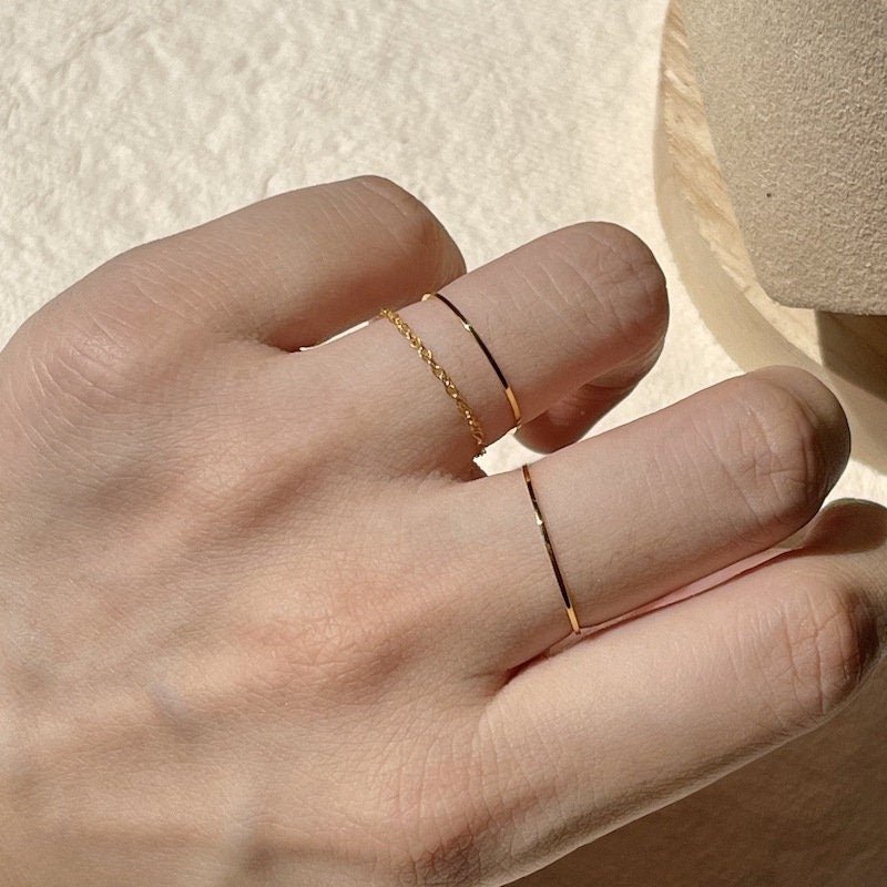 Minimalist Gold Ring, 0.5mm Ring, Thin Band Ring, Simple Gold Ring, Midi Ring, Stackable Ring, Dainty Gold Plated Ring, Polished Gold Ring