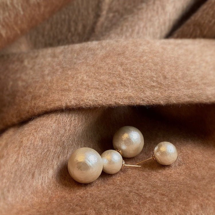 Extra Large Pearl Stud Earring, Round Cotton Pearl Studs, Luster Textured Pearl Earrings, Bridal Pearl Post Earrings, Bridesmaids Pearl, Bridal Party Gift