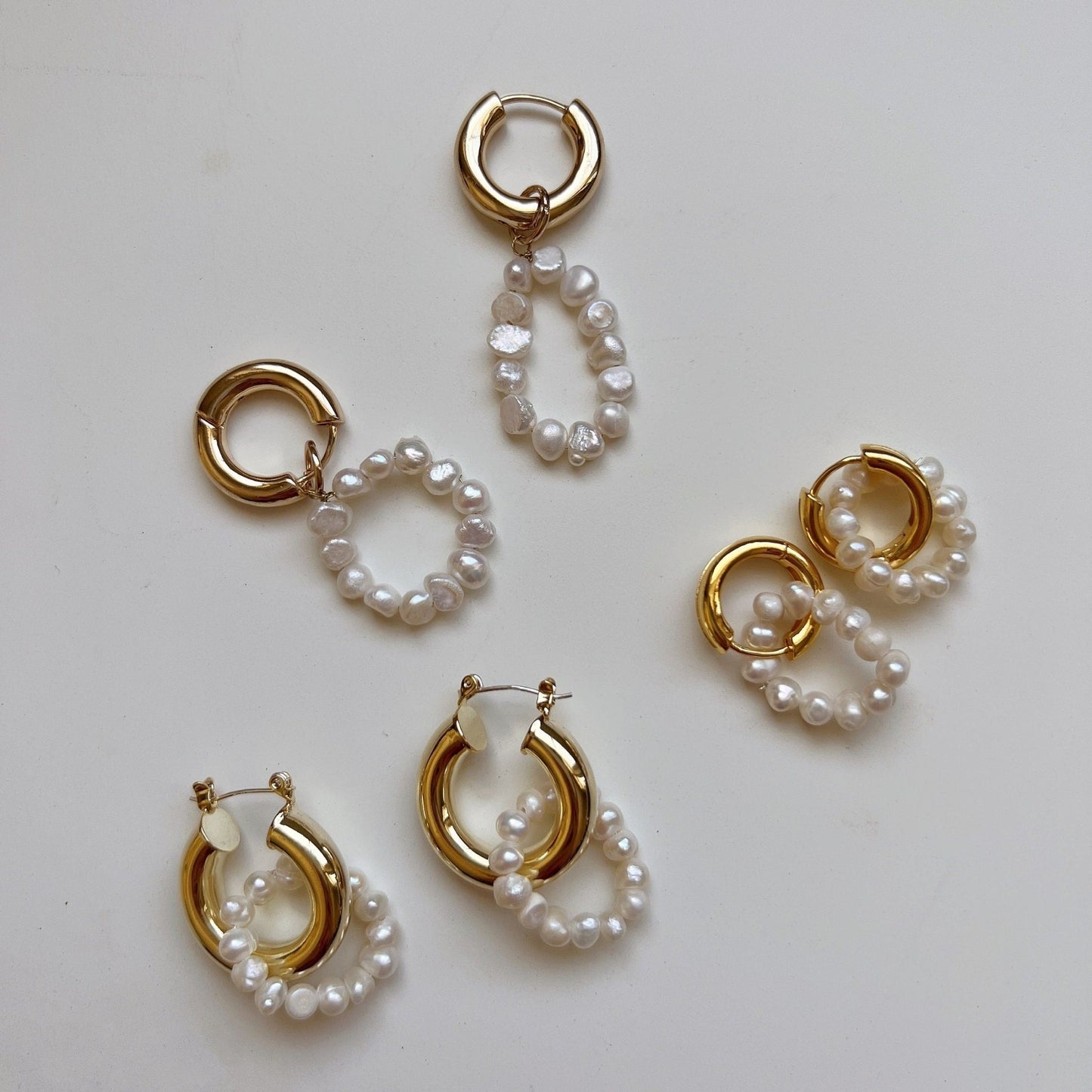 Natural Freshwater Pearl Earring, Gold Hoop Pearl hoop Earring, Irregular Pearl Beaded Gold Circle Earrings