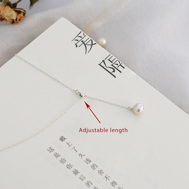 Natural Freshwater Pearl Necklace, Silver Pearl Y Necklace, Dainty Pearl Necklace, Bridal Necklace, Bridesmaids Necklace, Wedding Lariat