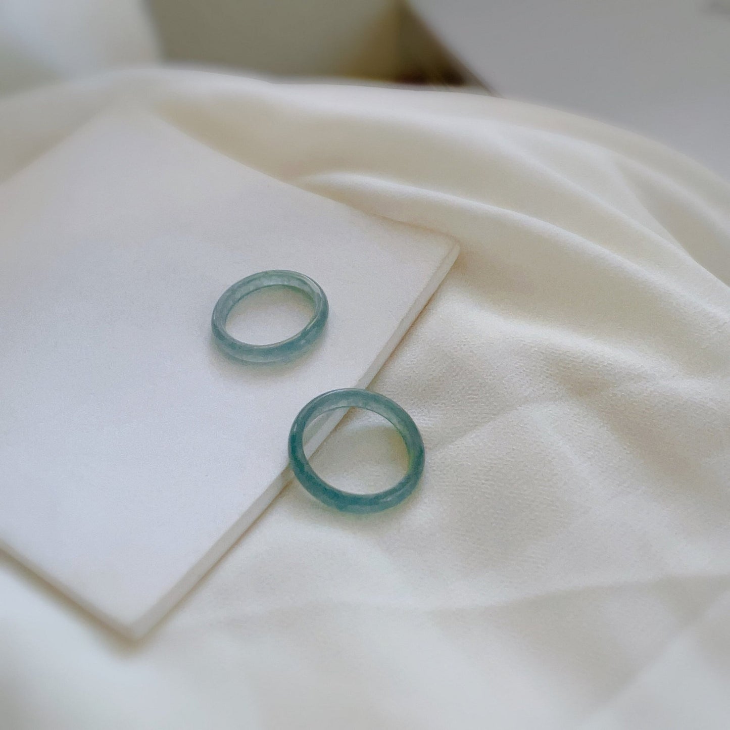 Genuine Burmese Jadeite Ring, Light Blue Jade Ring, 3mm Thin Jadeite Band, Myanmar Jadeite Ring, Burma Jade Ring, Icy Jadeite