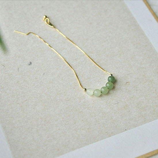 Genuine Hetian Jade Bracelet, Gradient Jade Beads Bracelet, Dainty Jade Bracelet, Green Nephrite Bracelet, Jade Row Bracelet, Gradient Green