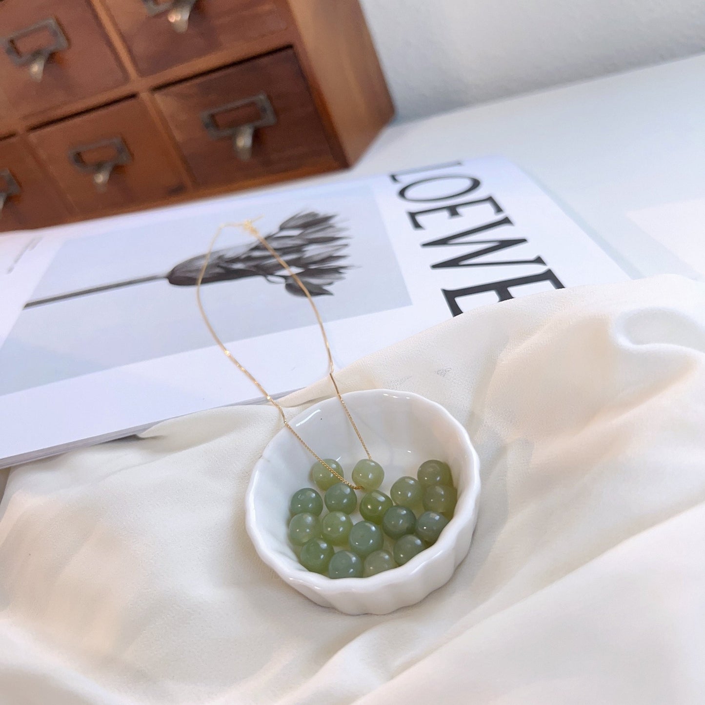 Genuine Hetian Jade Necklace, Single Jade Beads Pendant, Dainty Jade Necklace, Green Nephrite Necklace, Three Jade Bead Necklace