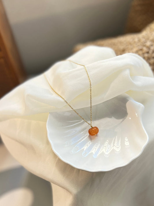 Orange Pumpkin Necklace and Earrings, Aventurine Pumpkin Necklace, Halloween Necklace, Pink Pumpkin Charm, Orange Yellow Green Pumpkin Charm