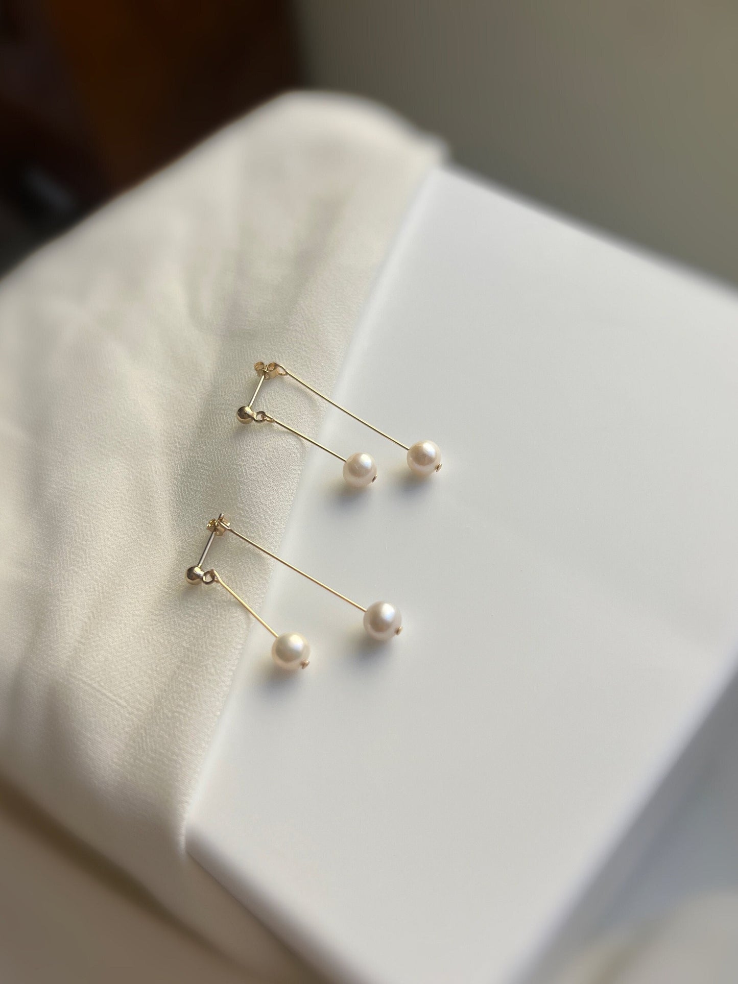 Freshwater Pearl Earrings, Double Long Drop Earrings, Natural Pearl Earrings, Golf Filled Earrings, Dangle Earrings, Pearl Tassels Earrings