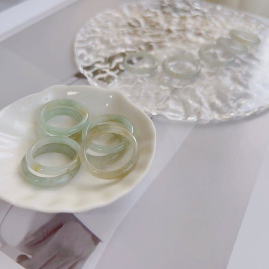 Genuine Burmese Jadeite Ring, Light Green White Jade Ring, 3mm 4mm Thin Jadeite Band, Myanmar Jadeite Ring, Burma Jade Ring, Icy Jadeite
