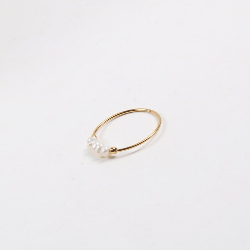 Mini Natural Pearls Stackable Ring, Tiny Fresh Water Pearls, Titanium Steel Pearl Ring, Gold Filled Pearl Ring, Dainty Minimalist Pearl Ring