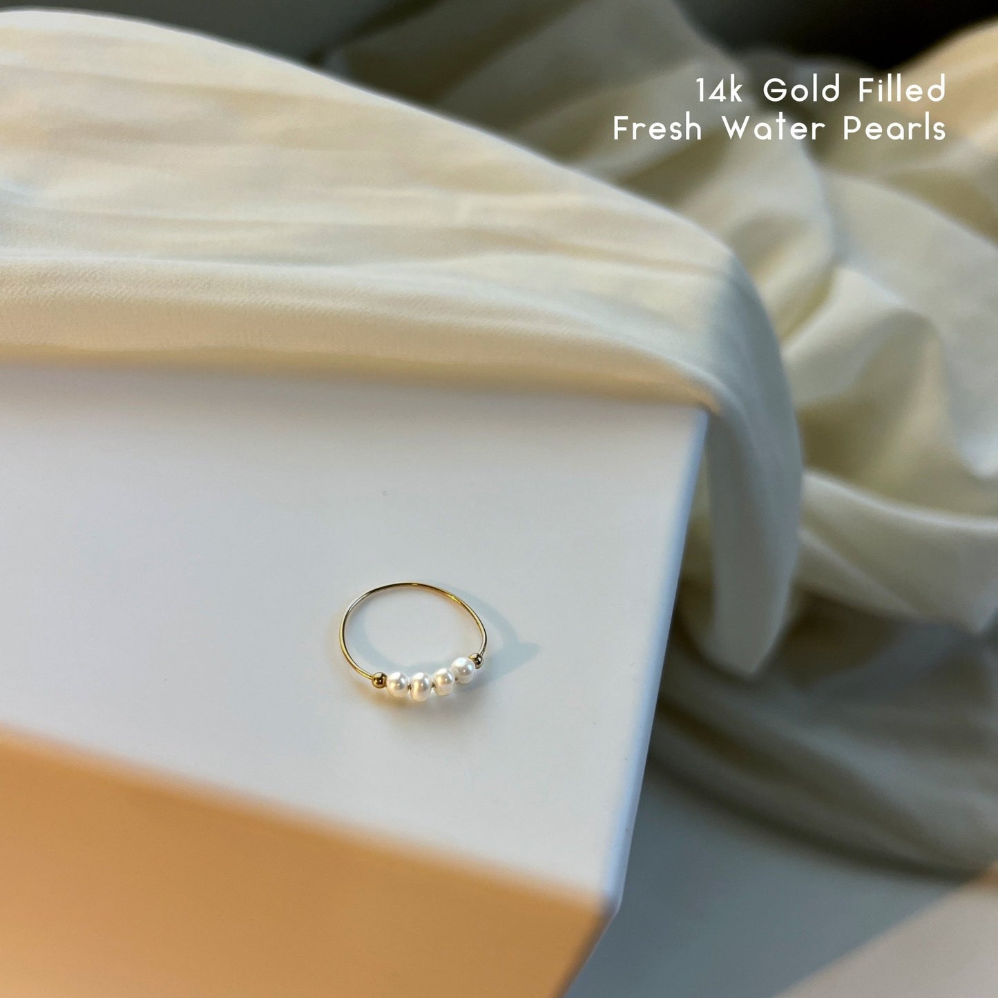Mini Natural Pearls Stackable Ring, Tiny Fresh Water Pearls, Titanium Steel Pearl Ring, Gold Filled Pearl Ring, Dainty Minimalist Pearl Ring