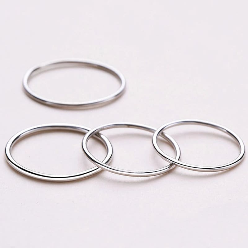 925 Sterling Silver Ring, Polished 1mm 1.2mm Simple Stackable Ring, Gold/ Rose Gold/ Silver Thin Midi Ring, Small Band Vintage Ring
