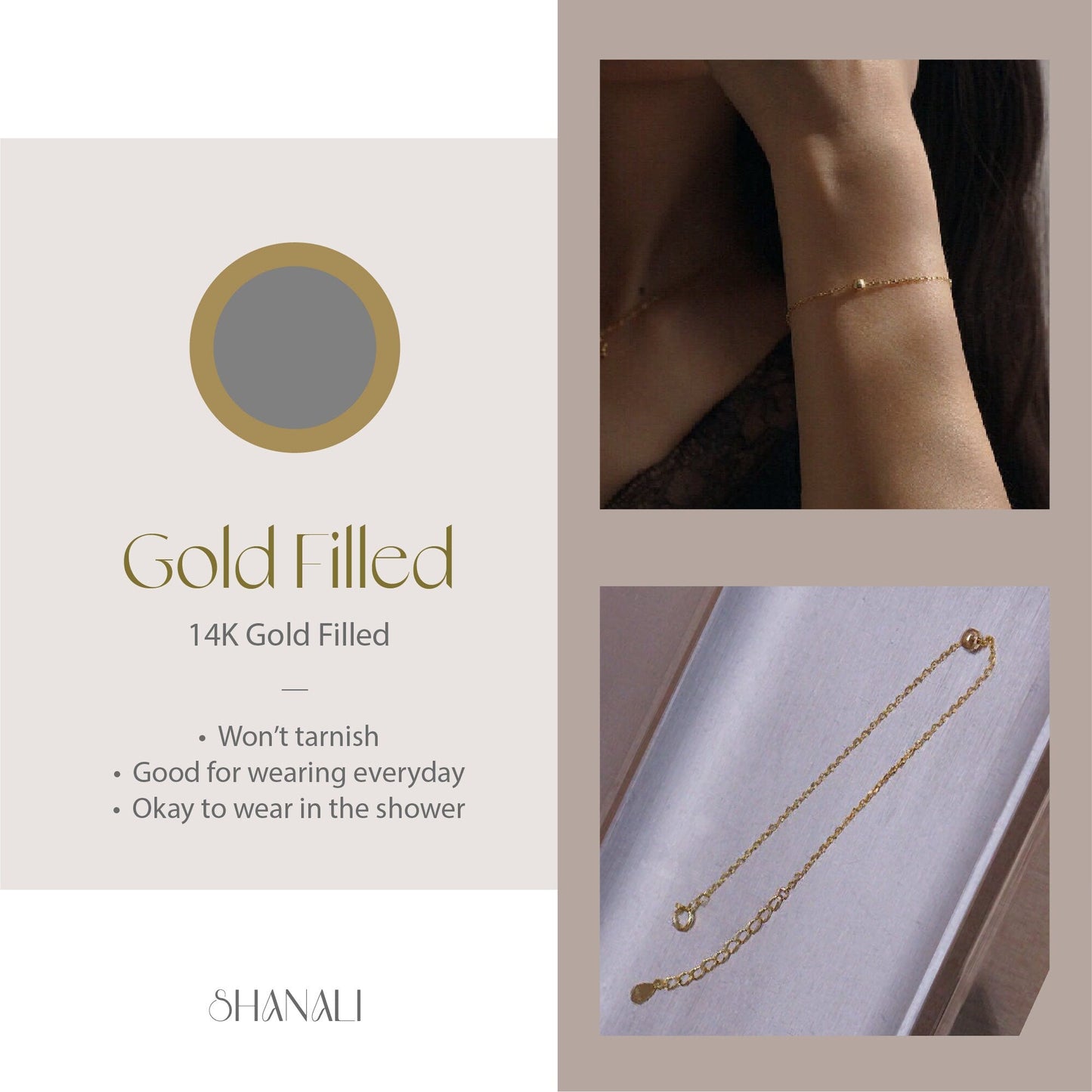 Minimalist Gold Filled Anklet, 14k Gold Filled Bracelet, Good Luck Anklet for Women, One Bead Anklet, Gold Dainty Anklet Bracelet