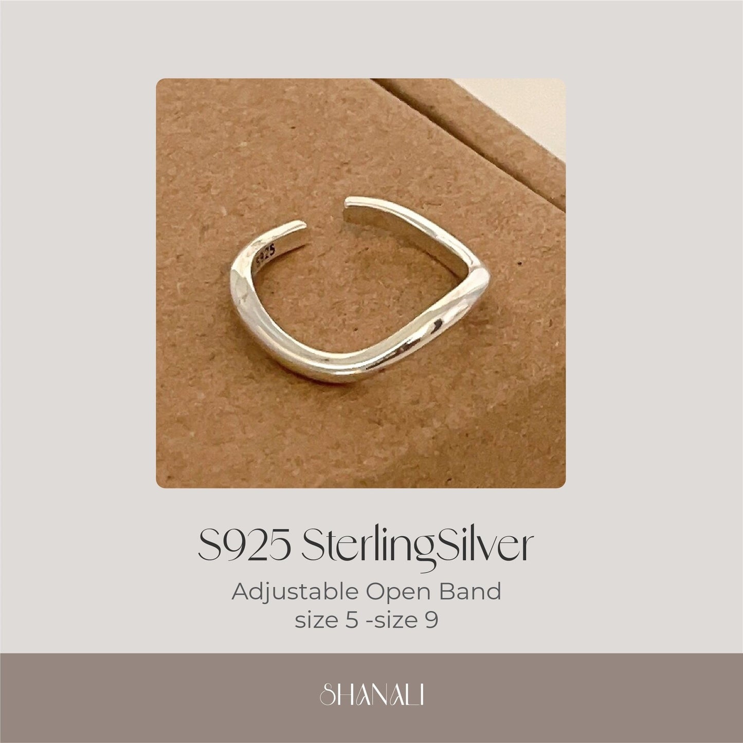Silver Wave Ring, Solid Sterling Silver Ring, S925 Silver Ring, Open Ring, Minimalist Silver Ring, Stackable Ring, Wavy Ring, Curve Ring 10