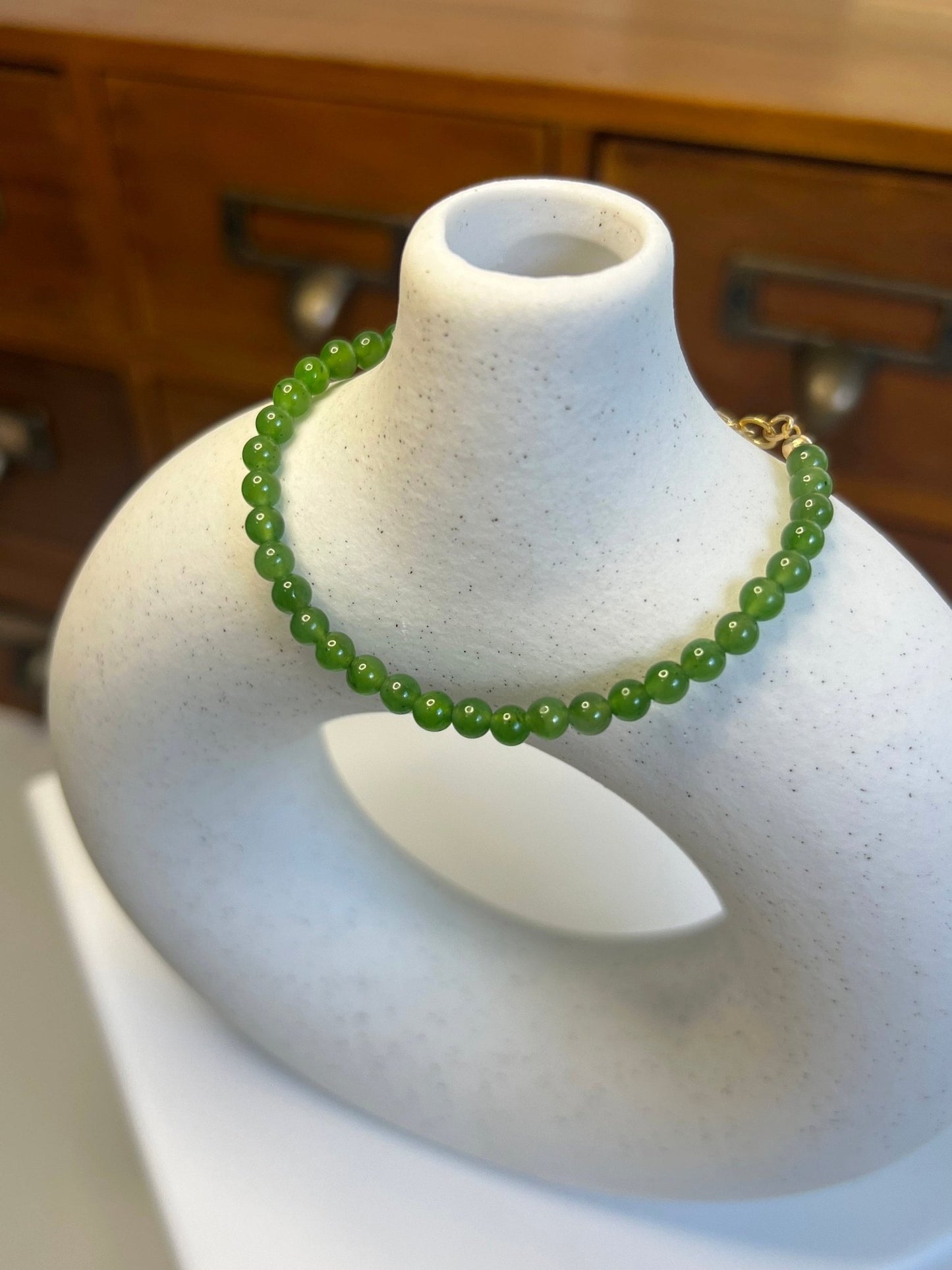 Small Jade Beaded Bracelets with 14K Gold Filled Chain, Genuine Nephrite Bracelet, Tiny Jade Beads Bracelet, Apple Green Natural Hetian Jade