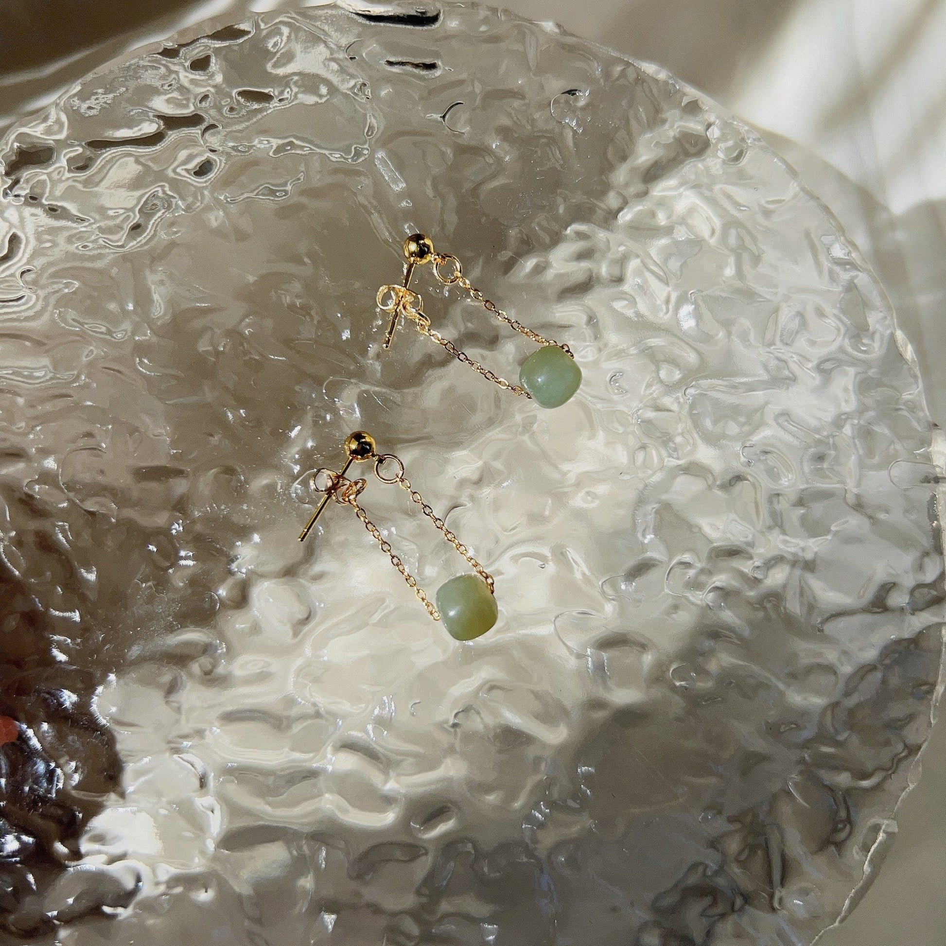 Natural Hetian Jade Drop Earrings, Light Green Jade Earring, Gold Jade Earring, Silver Jade Earring, Tassel Bead Earring, Jade Jewelry