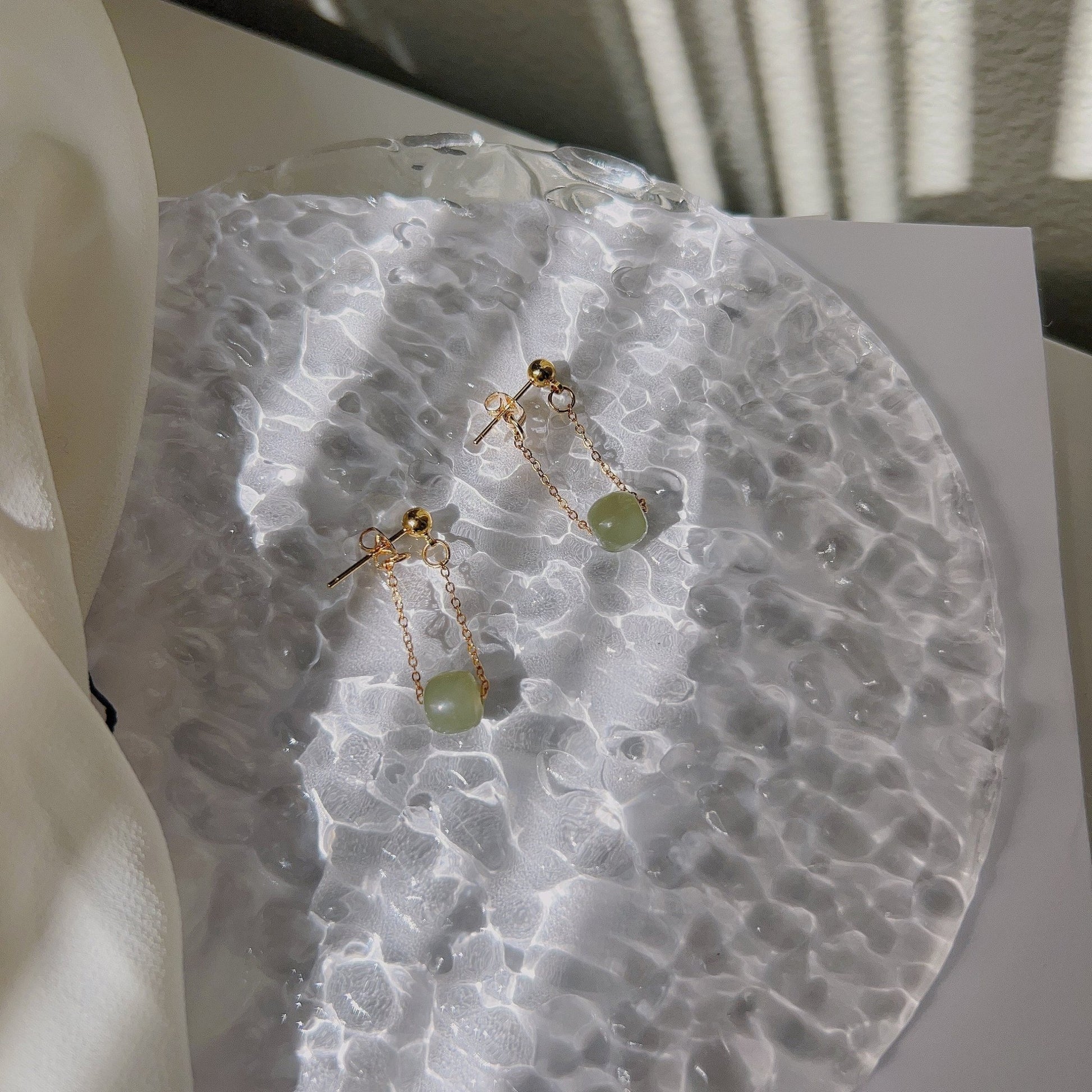 Natural Hetian Jade Drop Earrings, Light Green Jade Earring, Gold Jade Earring, Silver Jade Earring, Tassel Bead Earring, Jade Jewelry