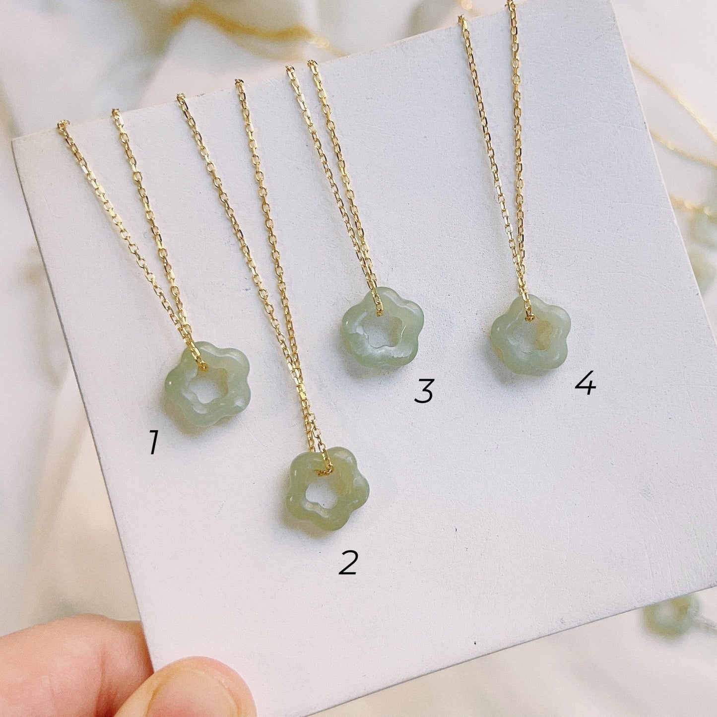 Flower Jade Necklace, Light Green Jade Necklace, Natural Hetian Jade Necklace, Sterling Silver Necklace, Khotan Jade Hollow Flower Pendant