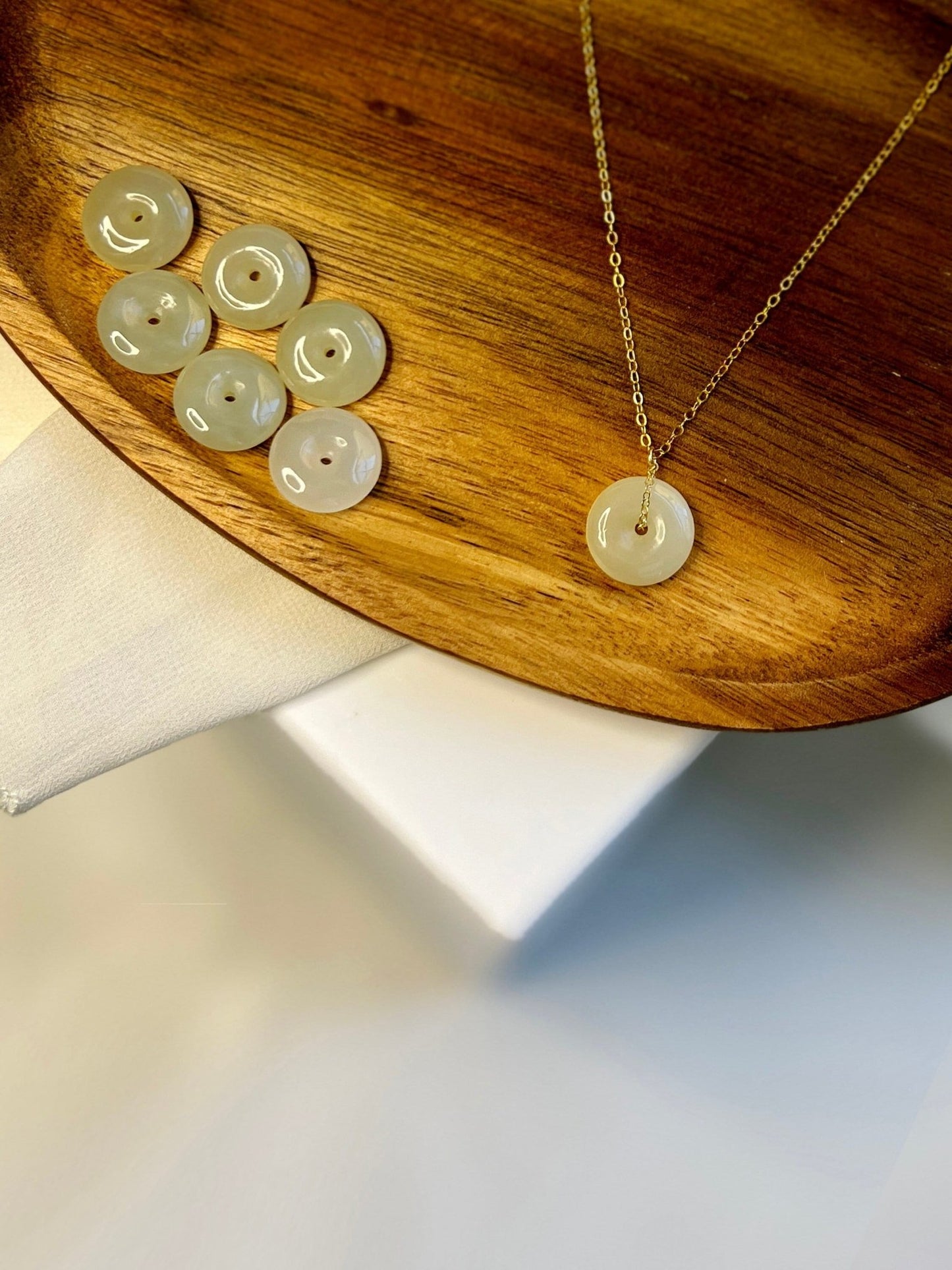 Natural jade Necklace, Hetian Pendant Necklace, Dainty Jade Necklace, White Green Jade Donut Necklace, Nephrite Pendant, Jade Gold jewelry