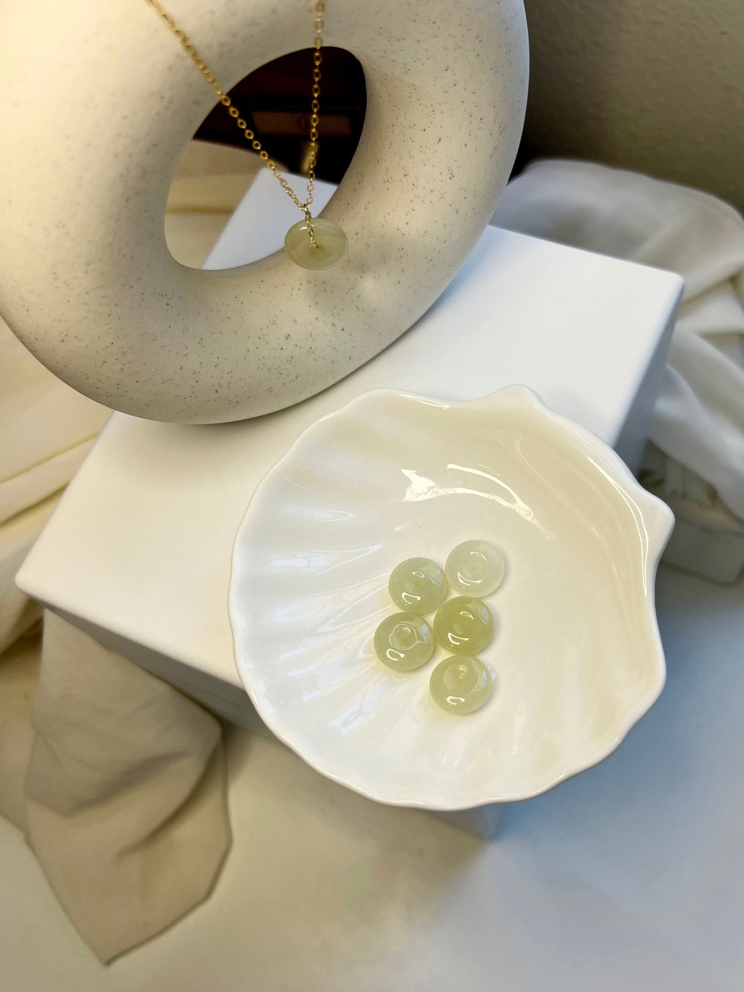 Natural jade Necklace, Hetian Pendant Necklace, Dainty Jade Necklace, White Green Jade Donut Necklace, Nephrite Pendant, Jade Gold jewelry