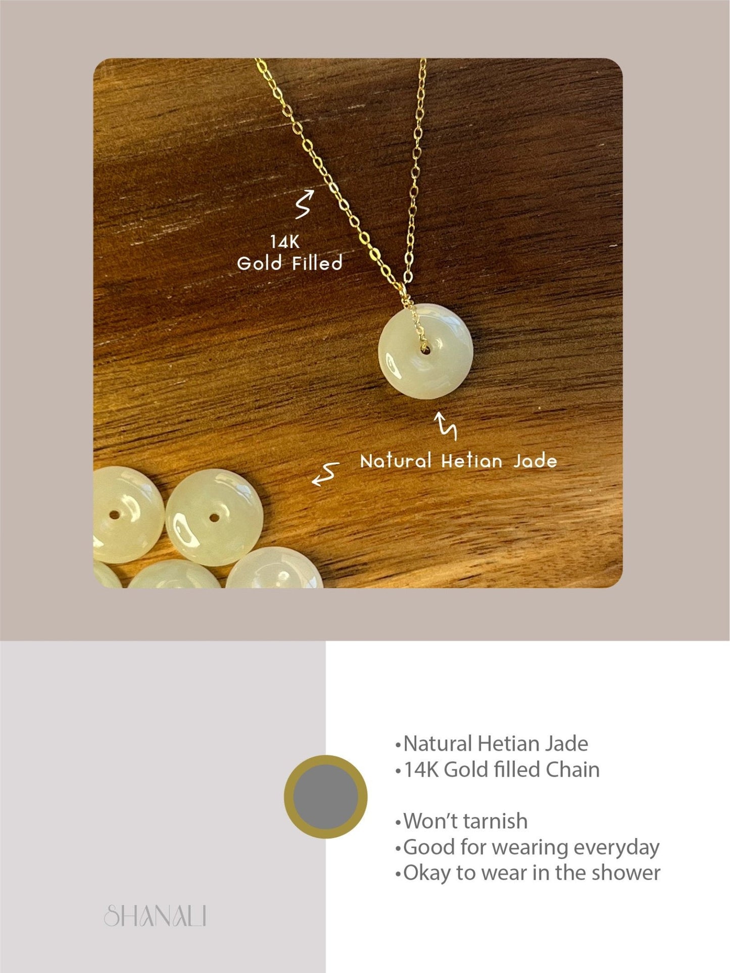 Natural jade Necklace, Hetian Pendant Necklace, Dainty Jade Necklace, White Green Jade Donut Necklace, Nephrite Pendant, Jade Gold jewelry