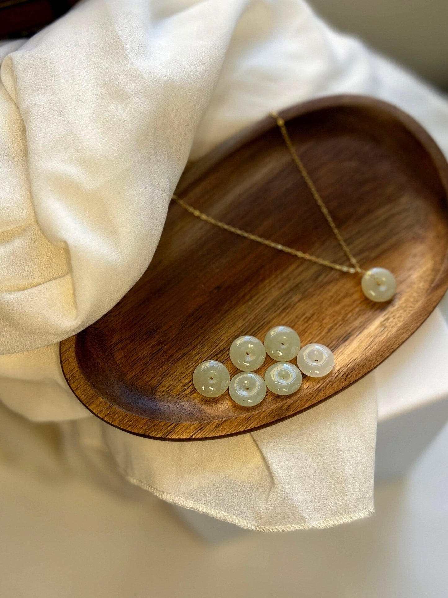 Natural jade Necklace, Hetian Pendant Necklace, Dainty Jade Necklace, White Green Jade Donut Necklace, Nephrite Pendant, Jade Gold jewelry 3