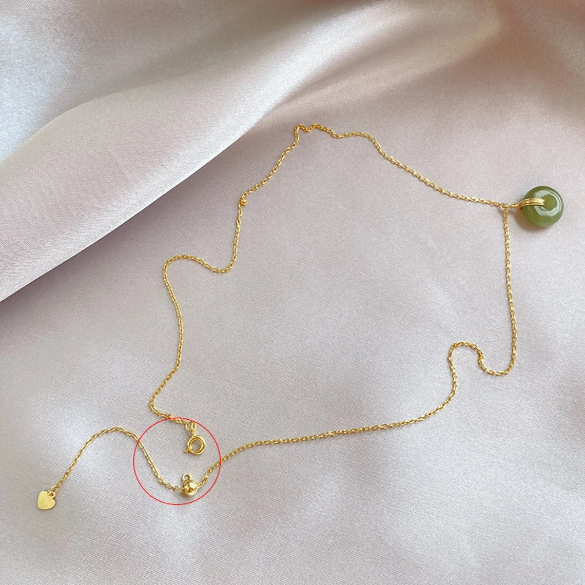 Natural jade Necklace, Hetian Pendant Necklace, Jade Gold jewelry, Dainty Jade Necklace, Jade Donut Necklace, Green Nephrite Pendant