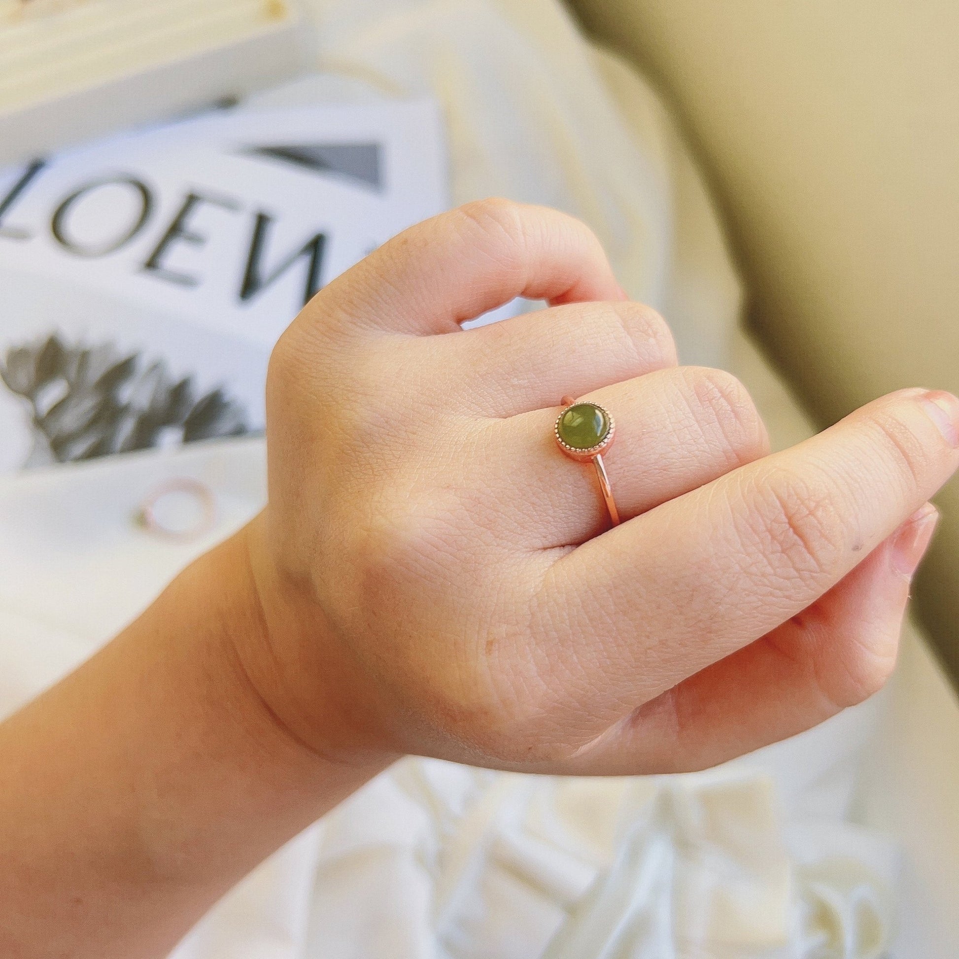 Dainty Jade Ring, Natural Jade Ring, Gold Jade jewelry, Natural Jade Ring, Rose Gold Jade Ring, Adjustable Ring, Gemstone Stackable Ring