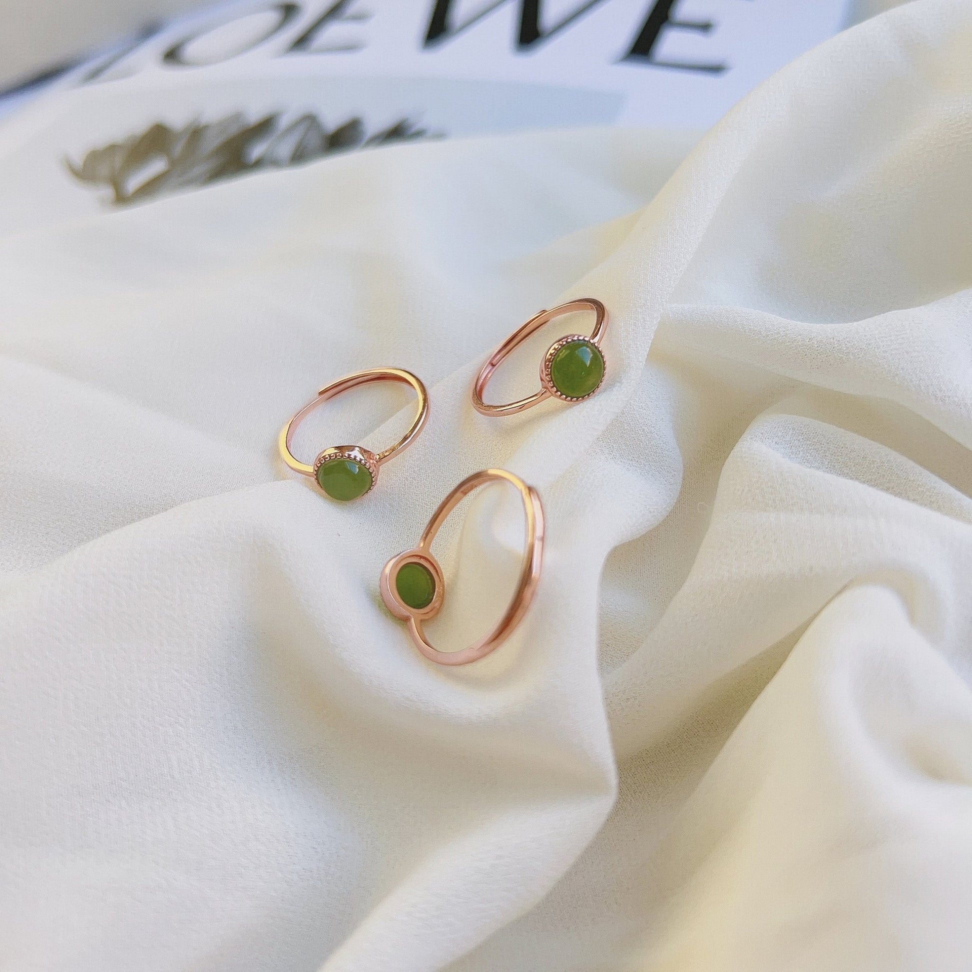 Dainty Jade Ring, Natural Jade Ring, Gold Jade jewelry, Natural Jade Ring, Rose Gold Jade Ring, Adjustable Ring, Gemstone Stackable Ring