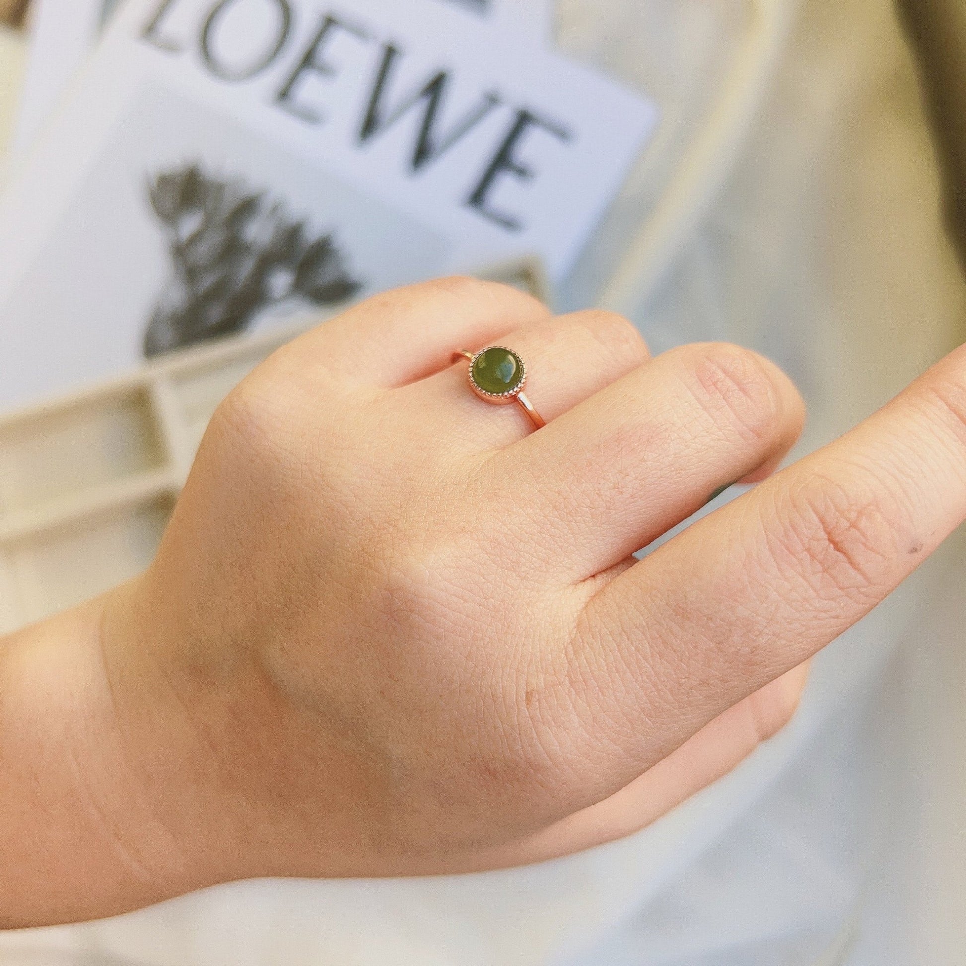 Dainty Jade Ring, Natural Jade Ring, Gold Jade jewelry, Natural Jade Ring, Rose Gold Jade Ring, Adjustable Ring, Gemstone Stackable Ring