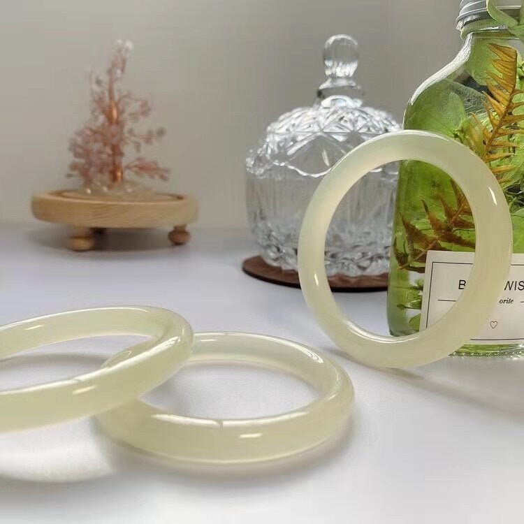 Natural Hetian Jade Bangle, White Jade Bangle, White Jade Bracelet, Light Green Jade Bangle, Hetian Bracelet, Transparent Jade Bangle