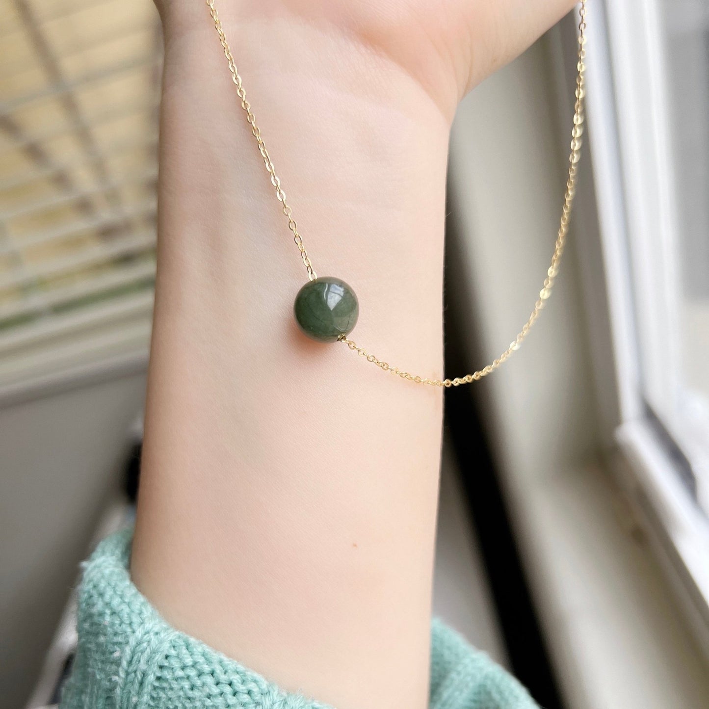 Natural Jadeite Necklace, Dainty Jade Necklace, Myanmar Jadeite Pendant, Burmese Jade, Gold Filled Dainty Chain, Jadeite Chocker Necklaces
