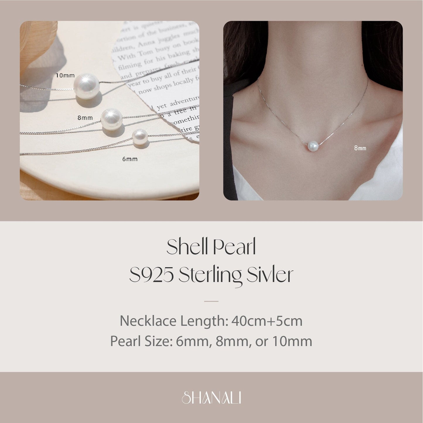 Natural Pearl Necklace, Shell Pearl Necklace, S925 Sterling Silver Necklace, One Pearl Necklaces, Single Pearl, Dainty Pearl Necklace