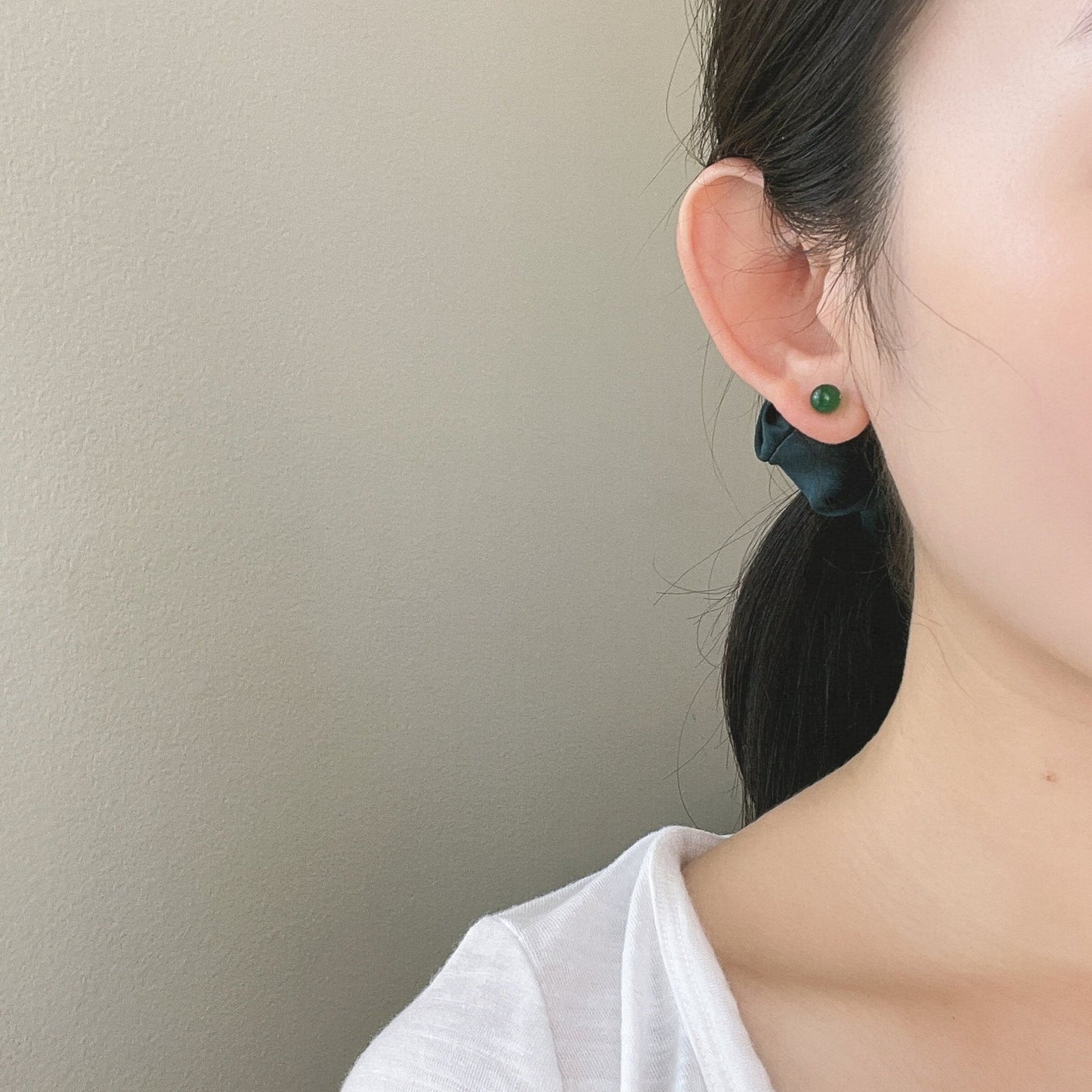 Natural Stone Stud Earrings, S925 Stud Earrings, Green Chalcedony Earrings, Phantom Quartz, Aquamarine, White Jade, South Red Agate Earrings