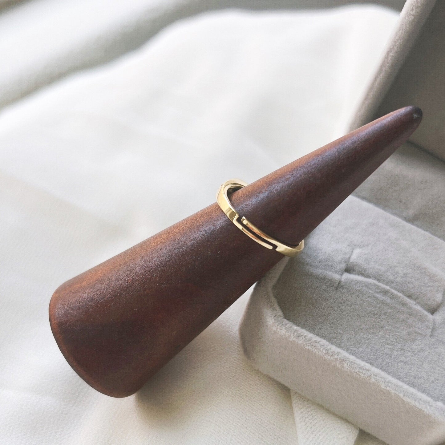 Light Green Long Natural Stone Ring, Vintage Gold Plated Gemstone Ring, Transparent Grape Stone Ring, Adjustable S925 Silver Ring