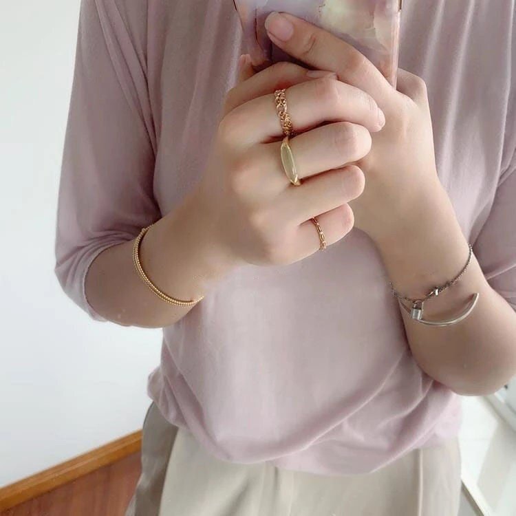 Light Green Long Natural Stone Ring, Vintage Gold Plated Gemstone Ring, Transparent Grape Stone Ring, Adjustable S925 Silver Ring