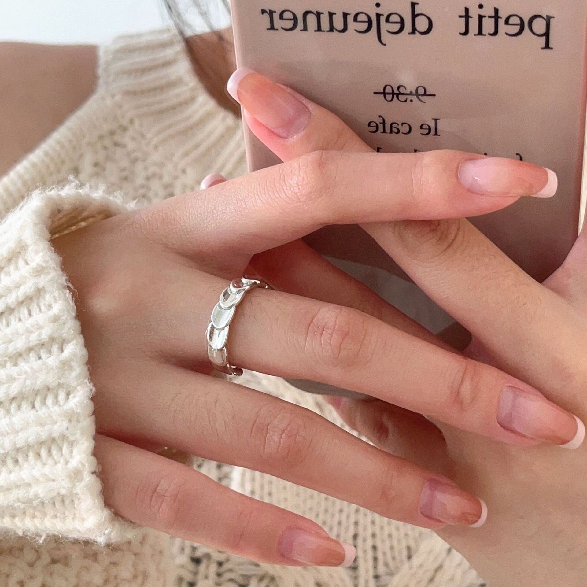 S925 Silver Ring, Fish Scales Ring, Silver Faceted Ring, Bold Ring, Sterling Silver Ring, Adjustable Ring, Serpenti Ring, Bee my love Ring